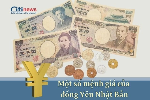 Một số mệnh giá đồng Yên đang được lưu hành tại Nhật Bản